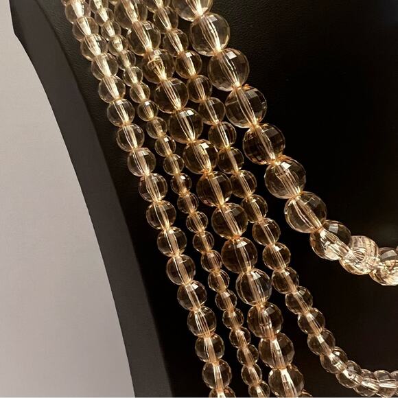 Vintage RJ Graziano Czech Glass Clear Beaded Five Strand Layered Necklace - Picture 6 of 6